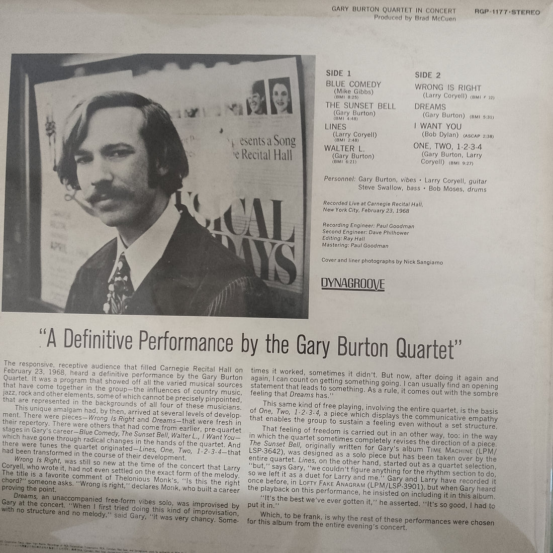 แผ่นเสียง Gary Burton Quartet - In Concert Vinyl VG