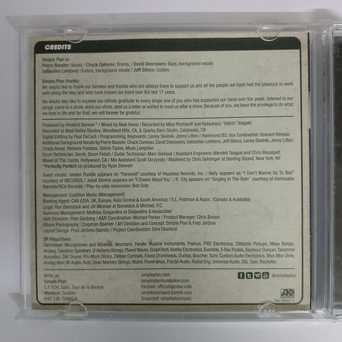 ซีดี Simple Plan - Taking One For The Team CD VG+