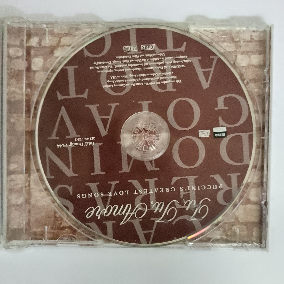 ซีดี José Carreras, Placido Domingo, Luciano Pavarotti, Juan Pons, Nicolai Ghiaurov, Montserrat Caballé, Rolando Panerai, Mirella Freni, Elizabeth Harwood, Kiri Te Kanawa - Tu Tu Amore: Puccini's Greatest Love Songs CD VG