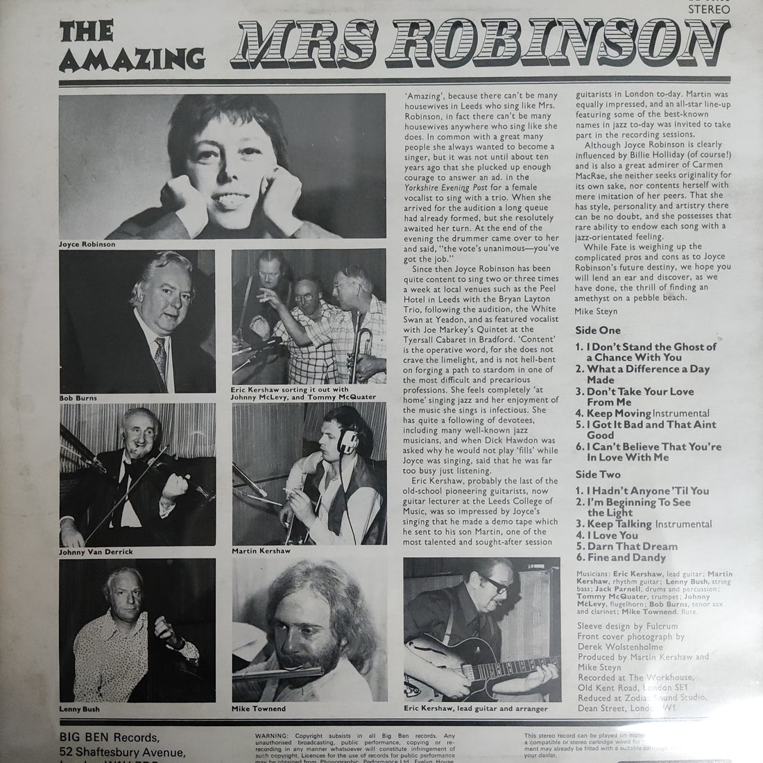 แผ่นเสียง Mrs Robinson – The Amazing Mrs. Robinson Sings Gems From The Swing Era Vinyl VG+