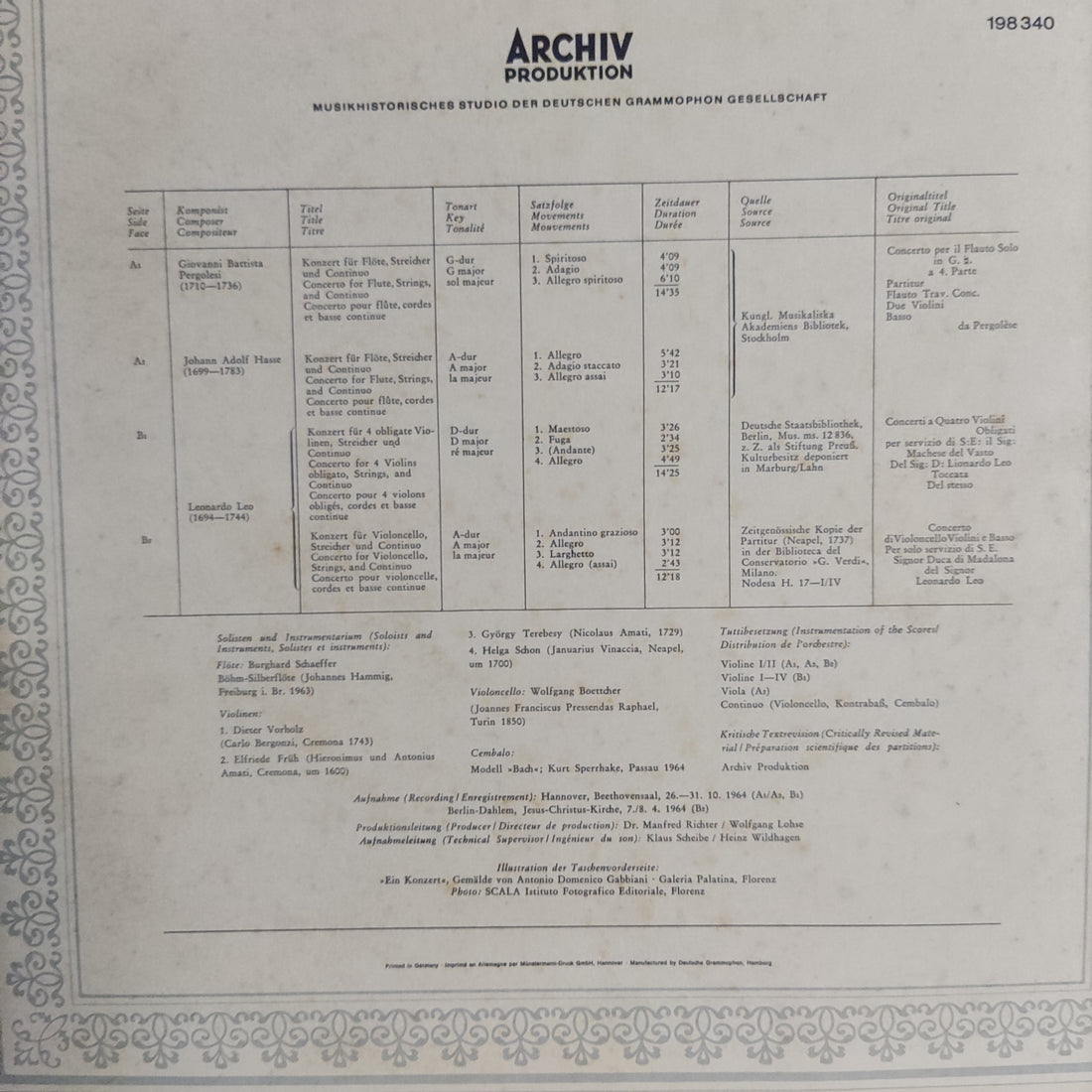 แผ่นเสียง Leonardo Leo - 4 Instrumental Konzert Vinyl VG+