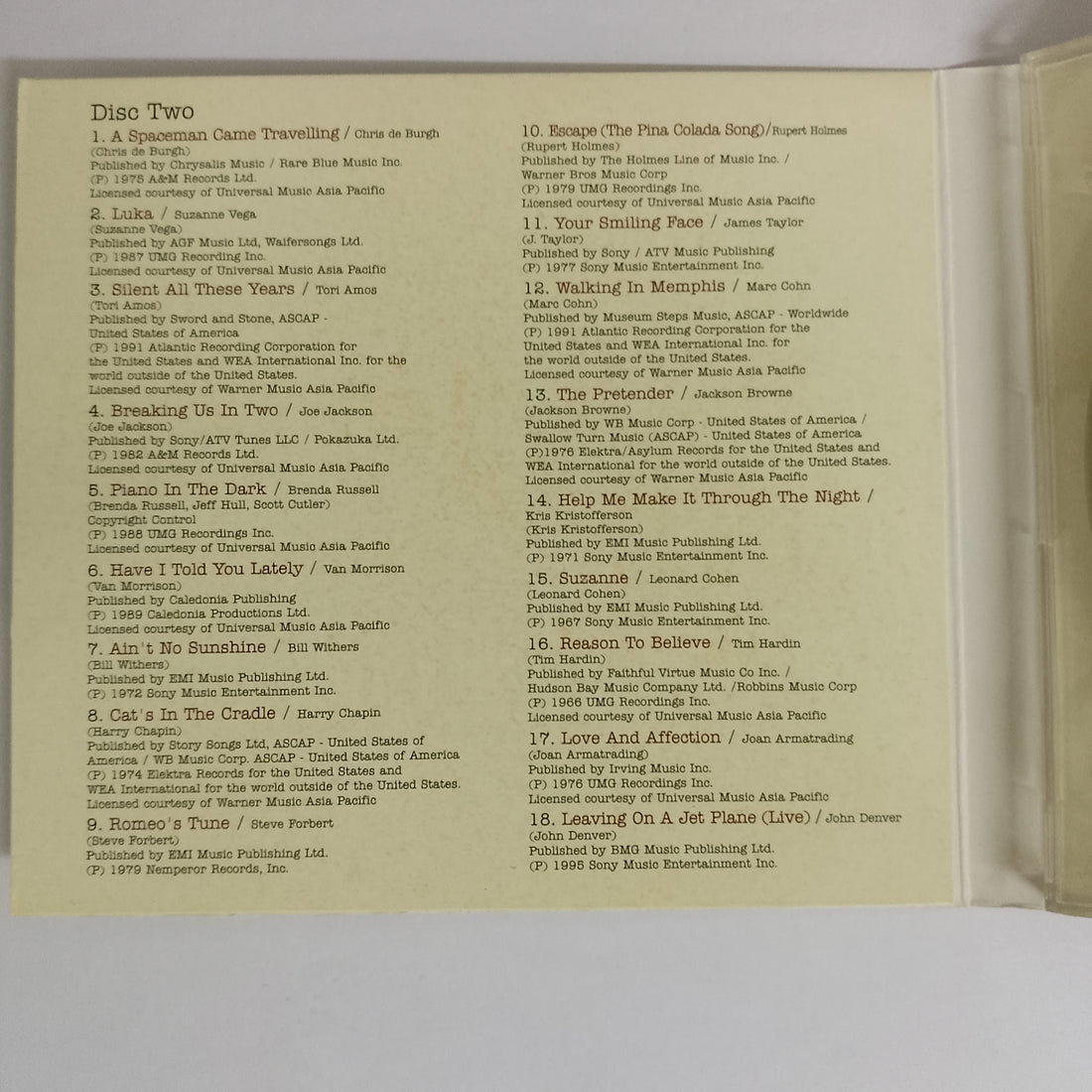 ซีดี Various - I Write The Songs CD NM 2CDs