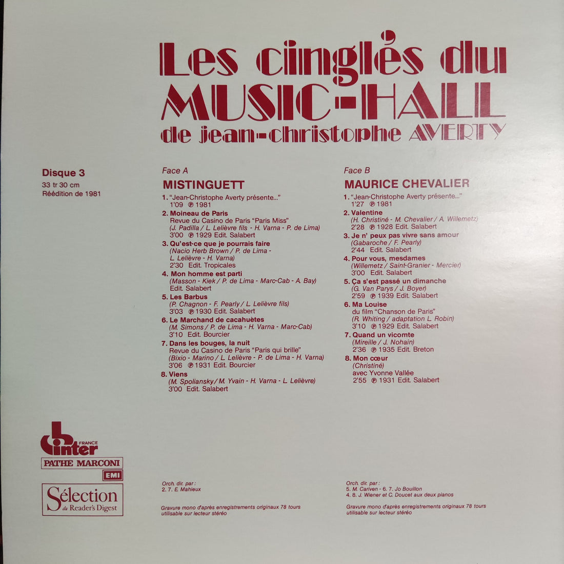 แผ่นเสียง Various - Les Cingles Du Music-Hall De Jean-Christophe Averty Vinyl VG+ 10LPs