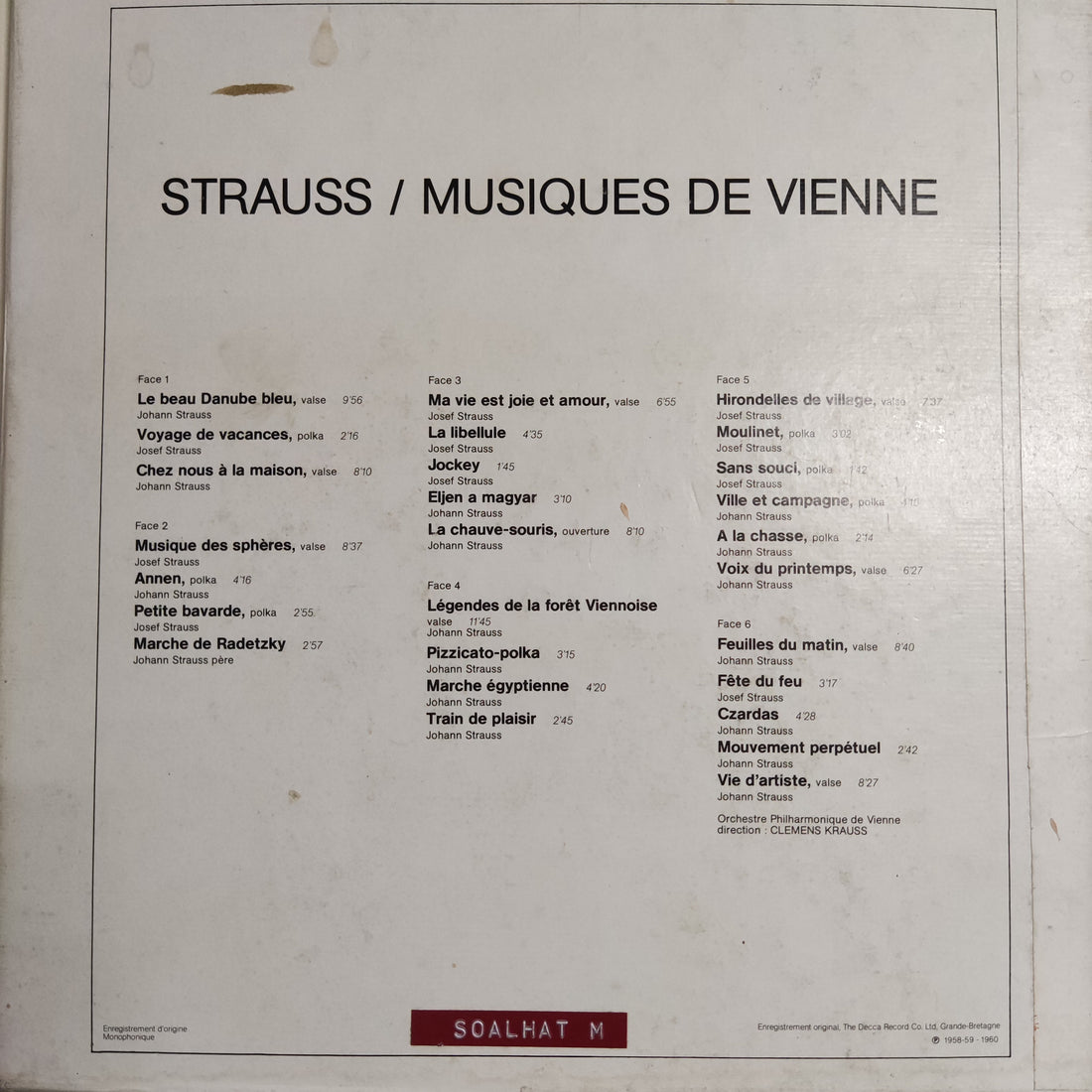 แผ่นเสียง Johann Strauss Jr – Musiques de Vienne Vinyl VG+ 3LPs