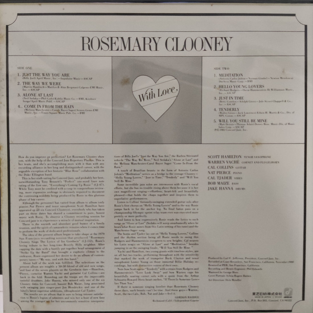 แผ่นเสียง Rosemary Clooney - With Love Vinyl VG+