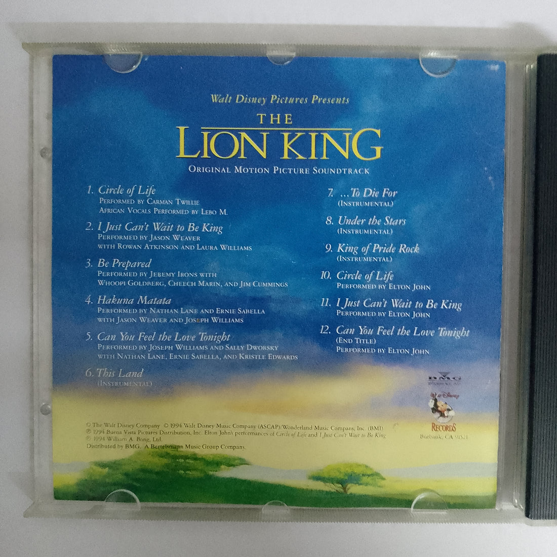 ซีดี Elton John, Tim Rice, Hans Zimmer - The Lion King Original Motion Picture Soundtrack CD VG