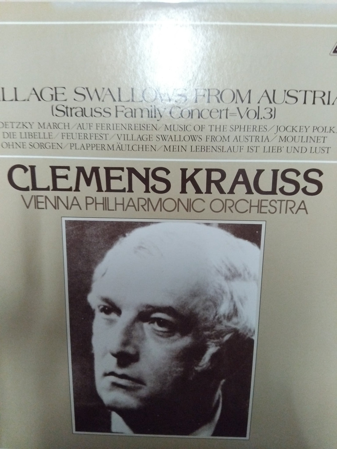 แผ่นเสียง Clemens Krauss - Village Swallows From Austria Strauss Family Cocert=Vol.3 (Vinyl)  (VG+)