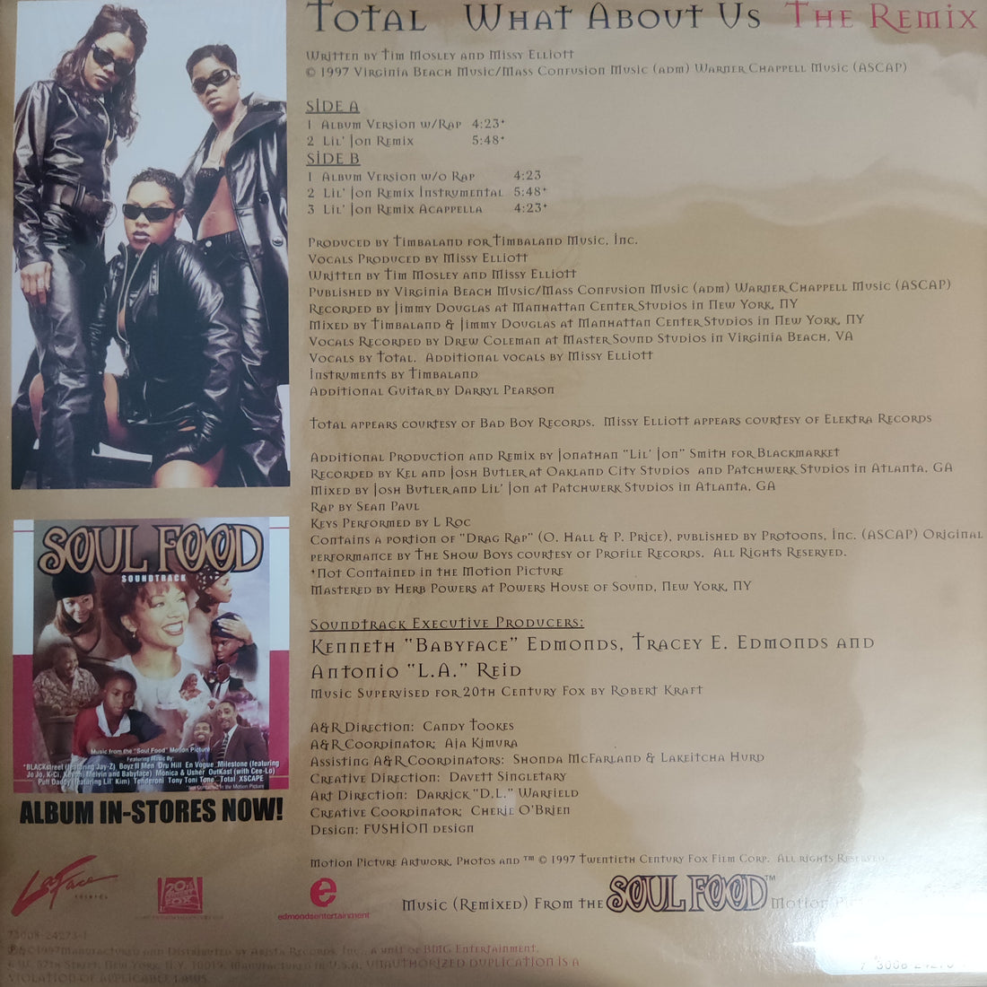 แผ่นเสียง Total - What About Us The Remix Vinyl VG+