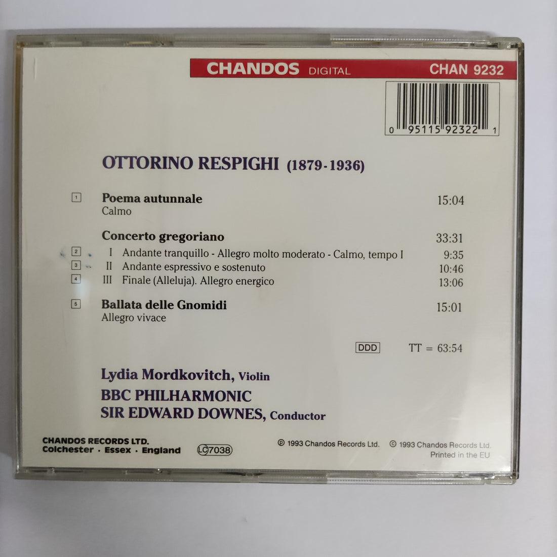 ซีดี Various - Respighi Concerto Gregoriano Poema Autunnle Ballata Delle Gnomidi CD VG+