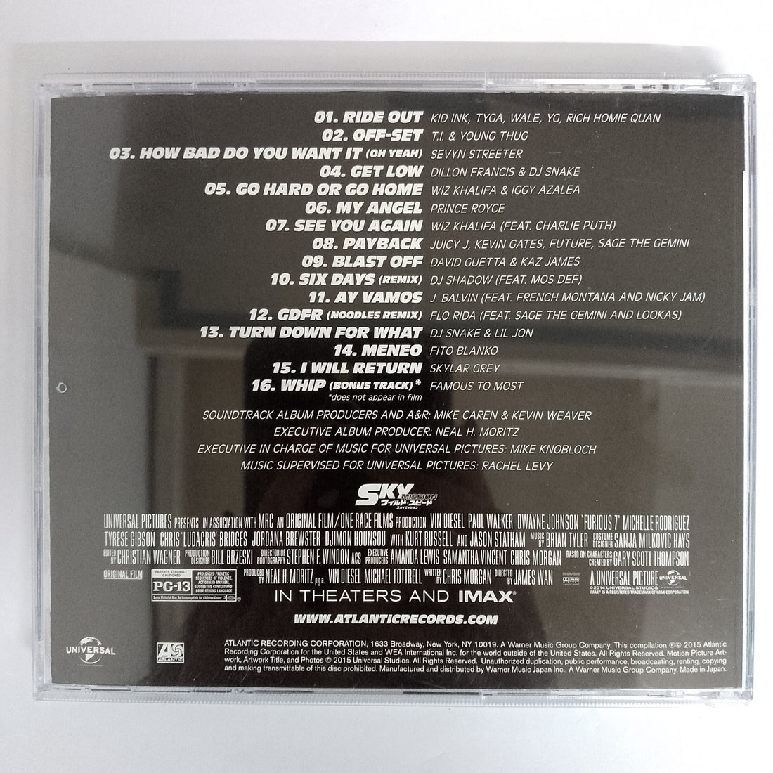 ซีดี Various - Original Motion Picture Soundtrack Furious 7 = ワイルド・スピード Sky Mission オリジナル・サウンドトラック CD VG+