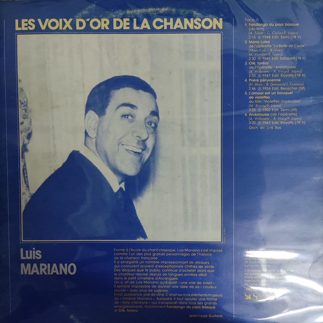 แผ่นเสียง Luis Mariano - Les Voix D'Or De La Chanson Vinyl VG