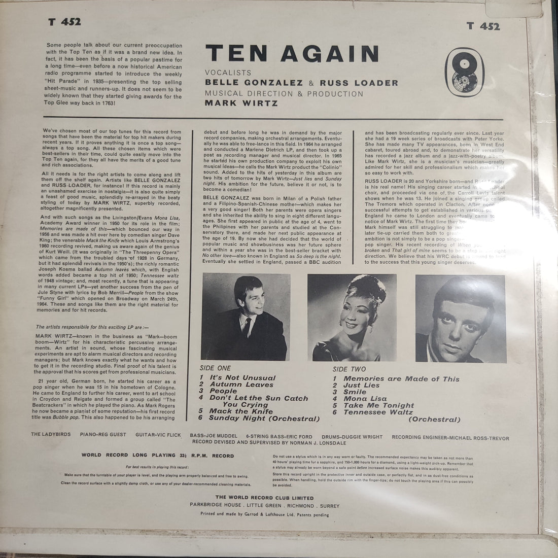 แผ่นเสียง Belle Gonzalez & Russ Loader - Ten Again Vinyl VG+
