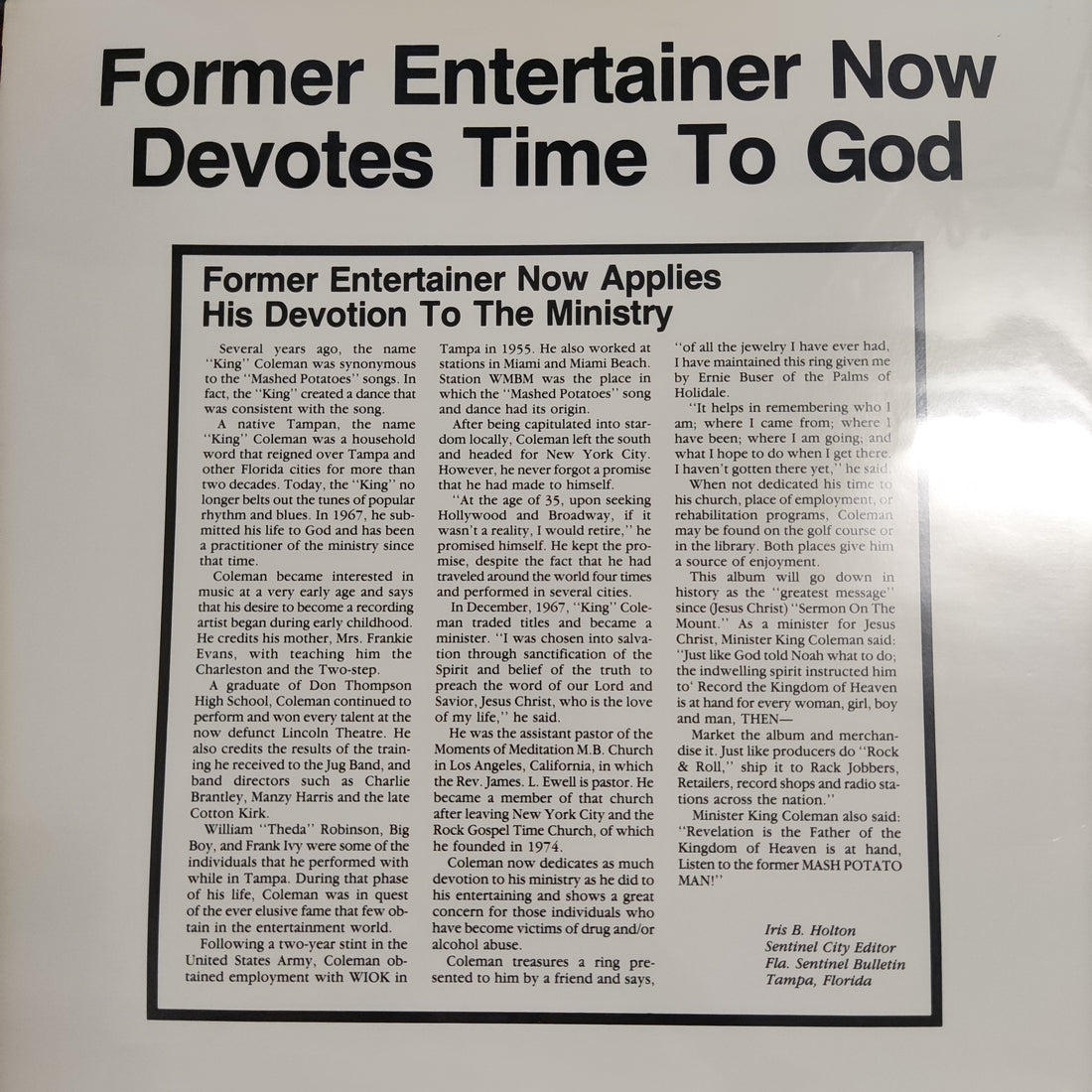 แผ่นเสียง King Coleman - The Kingdom Of Heaven Is At Hand Former Mash Potato Man Vinyl VG+