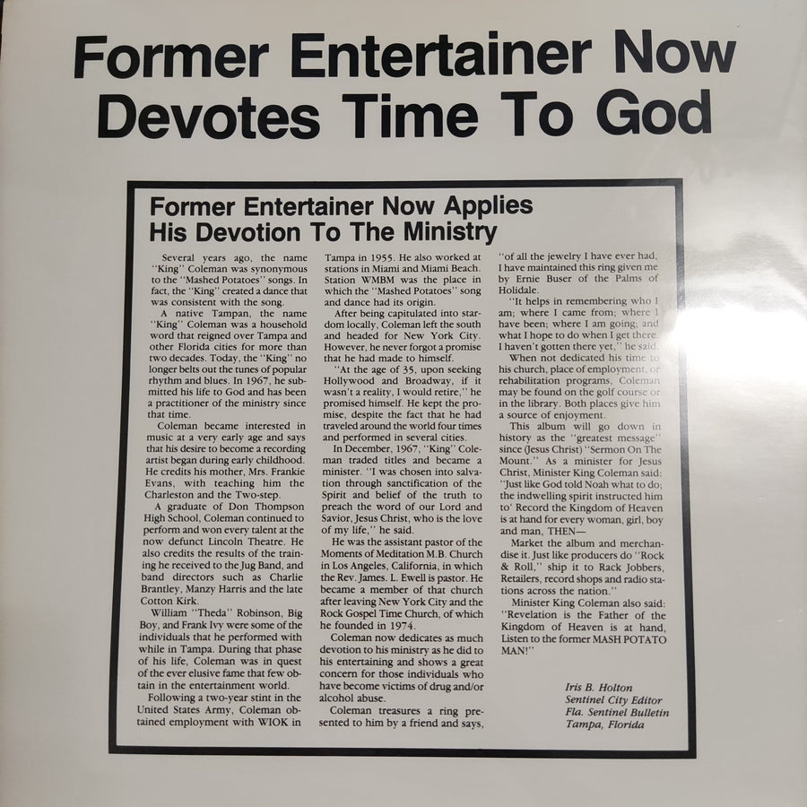 แผ่นเสียง King Coleman - The Kingdom Of Heaven Is At Hand Former Mash Potato Man Vinyl VG+