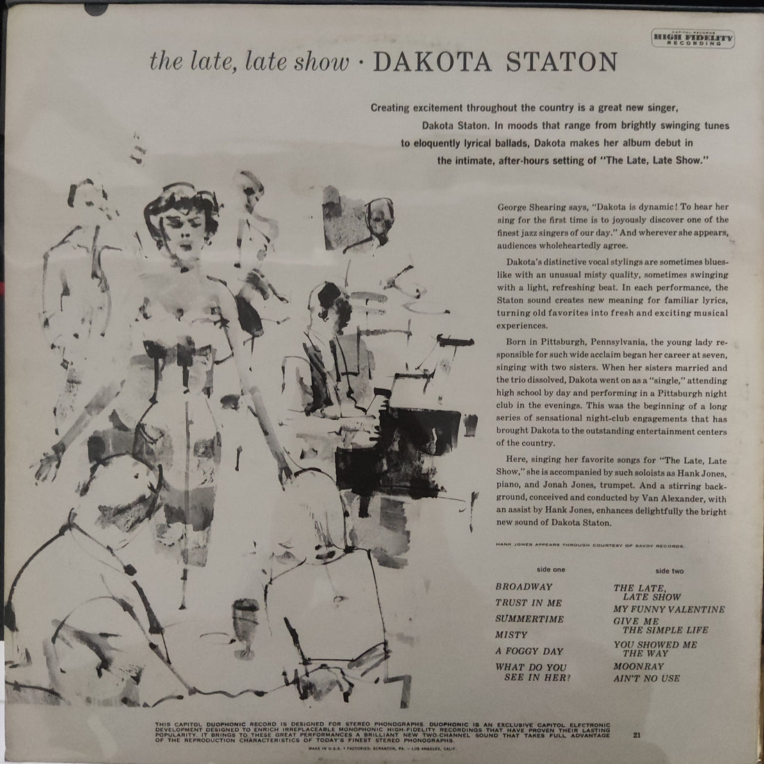 แผ่นเสียง Dakota Staton - The Late, Late Show Vinyl VG+