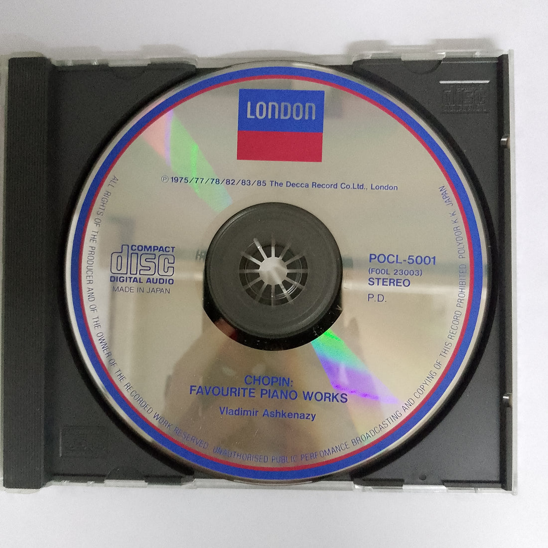 ซีดี Frédéric Chopin, Vladimir Ashkenazy - Chanson De L' Adieu / Favourite Piano Pieces CD VG+