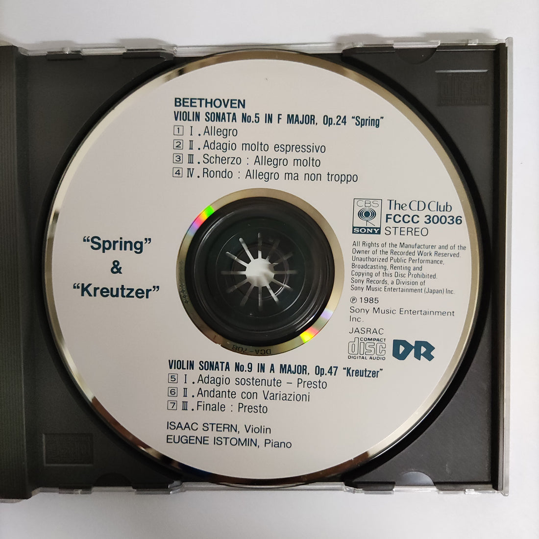 ซีดี Beethoven - Violin Sonata No.5 In F Major Op.24 Spring CD VG+