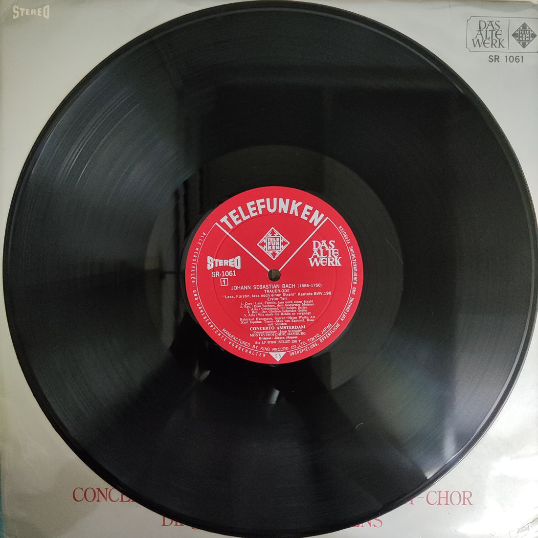 แผ่นเสียง Johann Sebastian Bach - Trauer -Ode Lass Fürstin Lass Noch Einen Strahl Kantate BWV.198 Vinyl VG+