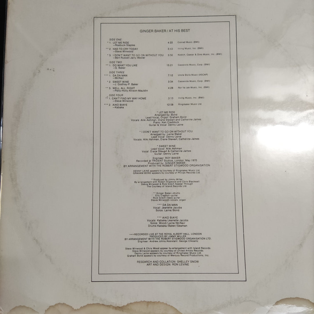 แผ่นเสียง Ginger Baker - At His Best Vinyl VG+ 2LPs