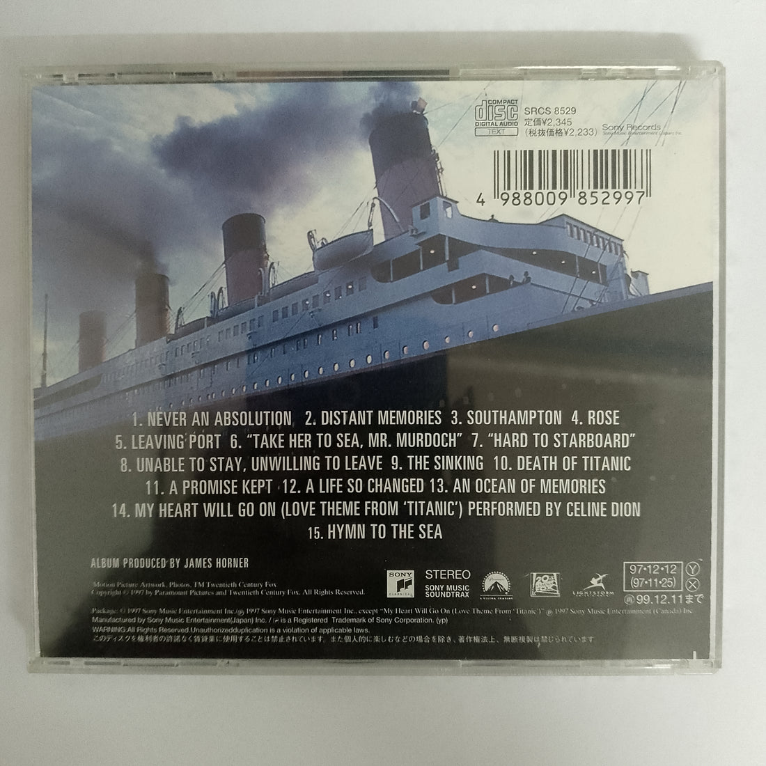 ซีดี James Horner - Titanic Music From The Motion Picture CD VG+