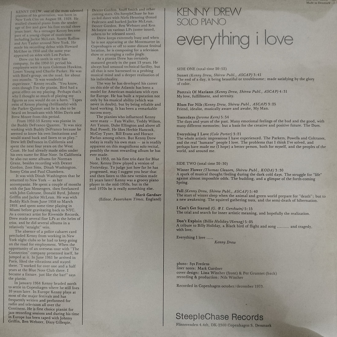 แผ่นเสียง Kenny Drew - Everything I Love Vinyl VG+
