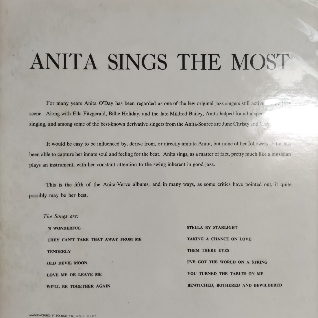 แผ่นเสียง Anita O'Day - Anita Sings The Most Vinyl VG+