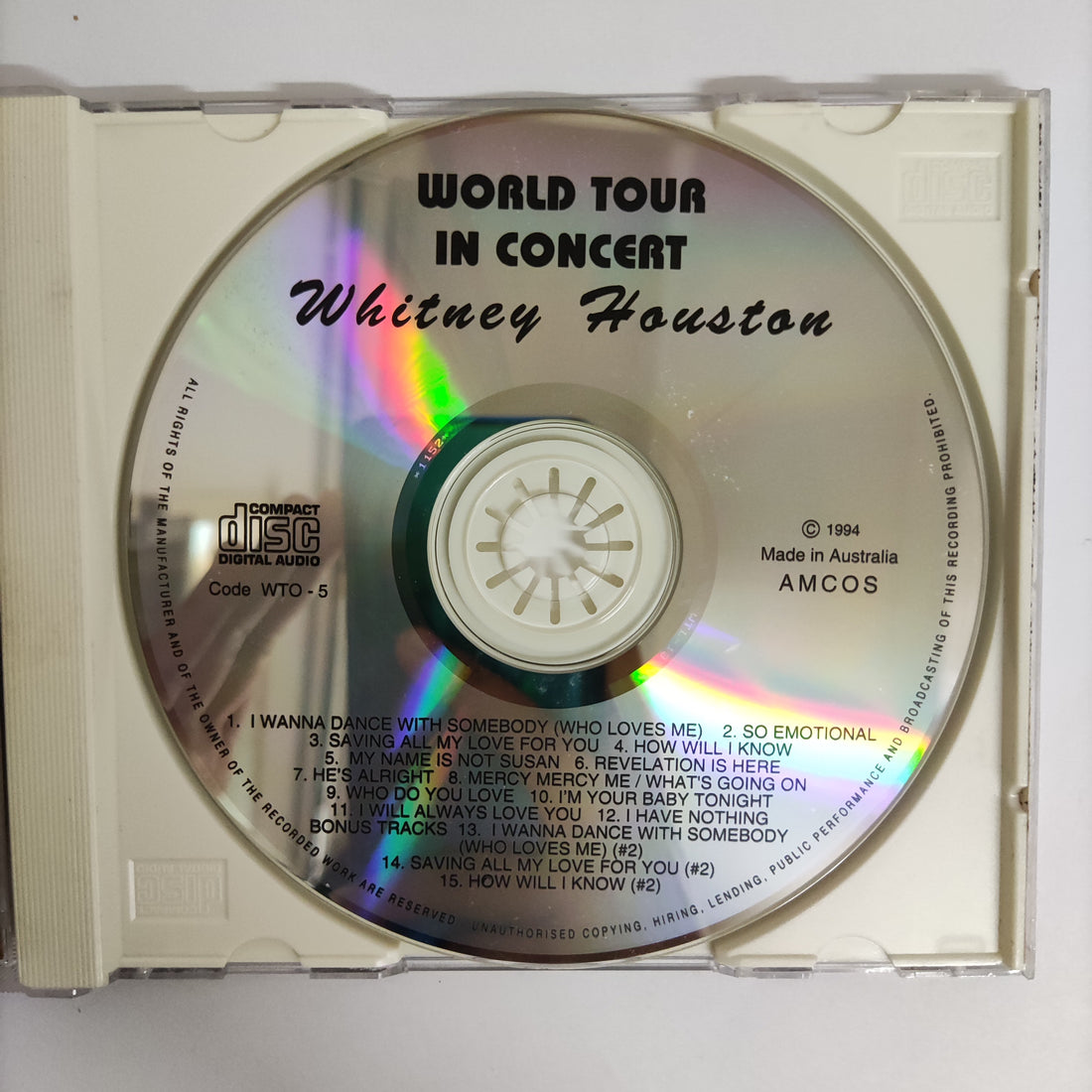 ซีดี Whitney Houston - World Tour In Concert CD VG