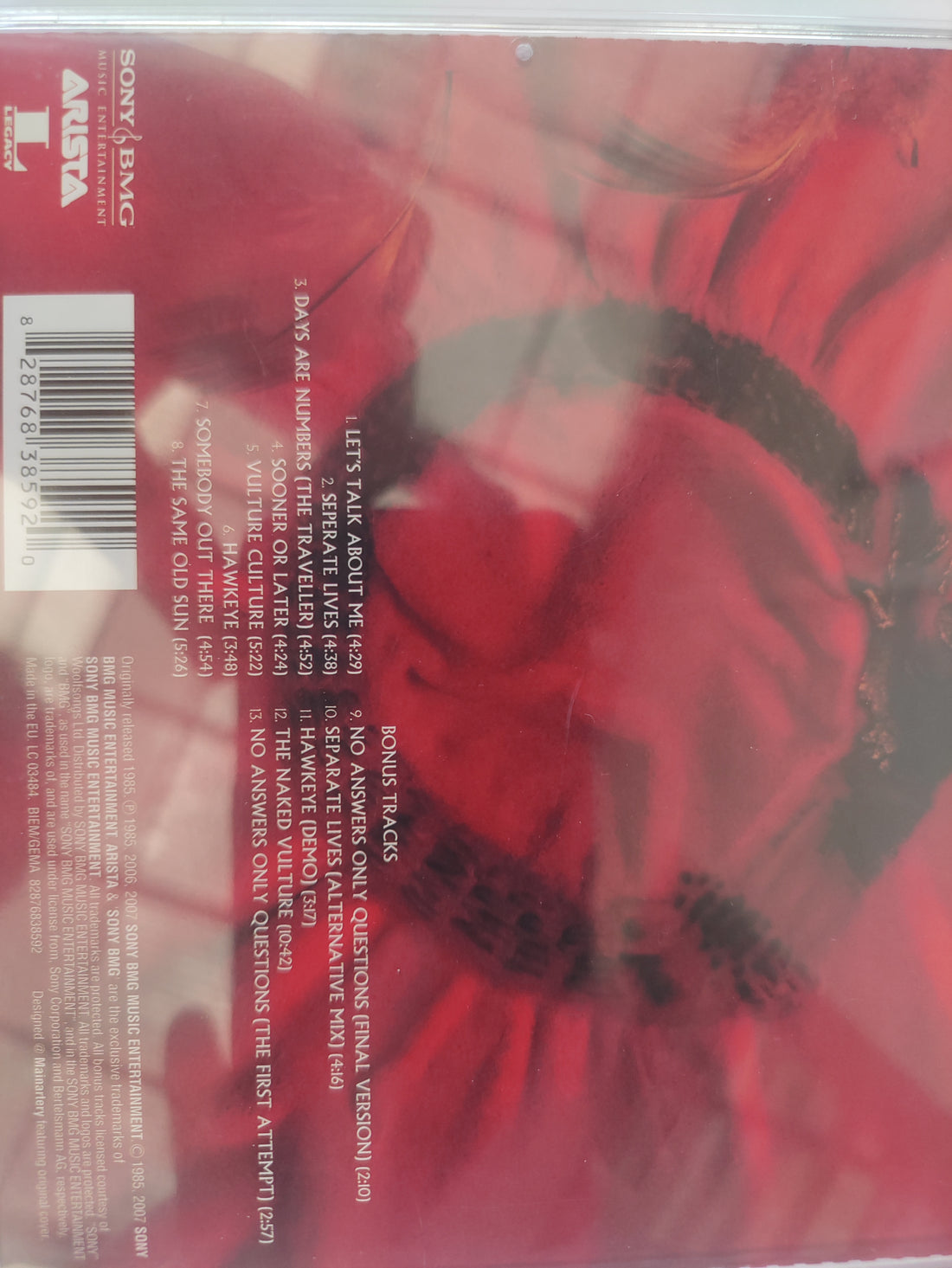 ซีดี The Alan Parsons Project - Vulture Culture CD NM or M-