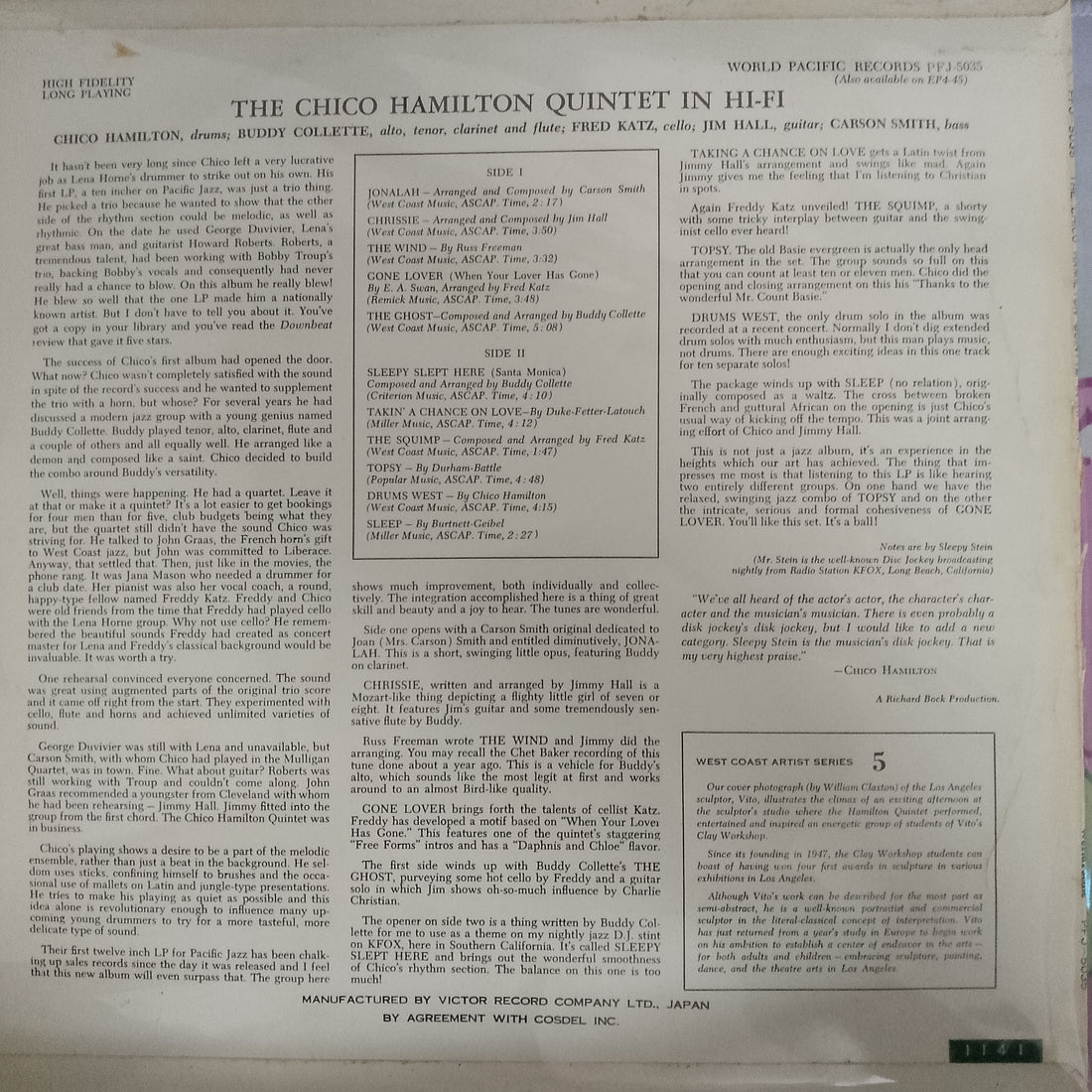 แผ่นเสียง The Chico Hamilton Quintet - Chico Hamilton Quintet In Hi-Fi Vinyl VG+