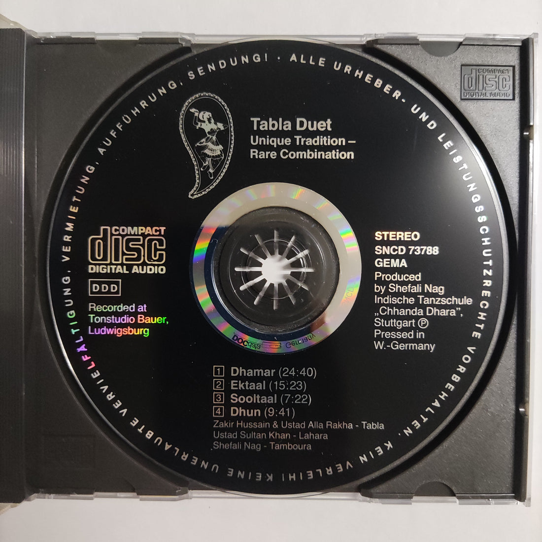 ซีดี Zakir Hussain & Alla Rakha - Tabla Duet Unique Tradition - Rare Combination CD VG+