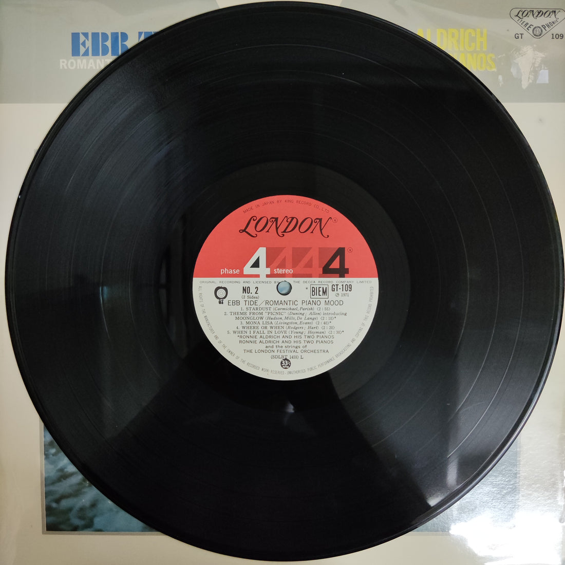 แผ่นเสียง Ronnie Aldrich And His Two Pianos - Ebb Tide Romantic Piano Mood Vinyl VG+