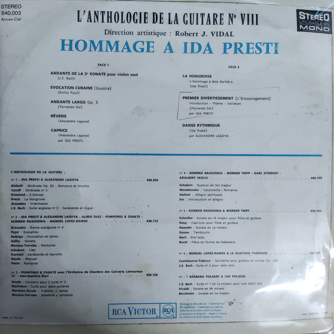 แผ่นเสียง Ida Presti - Hommage À Vinyl VG