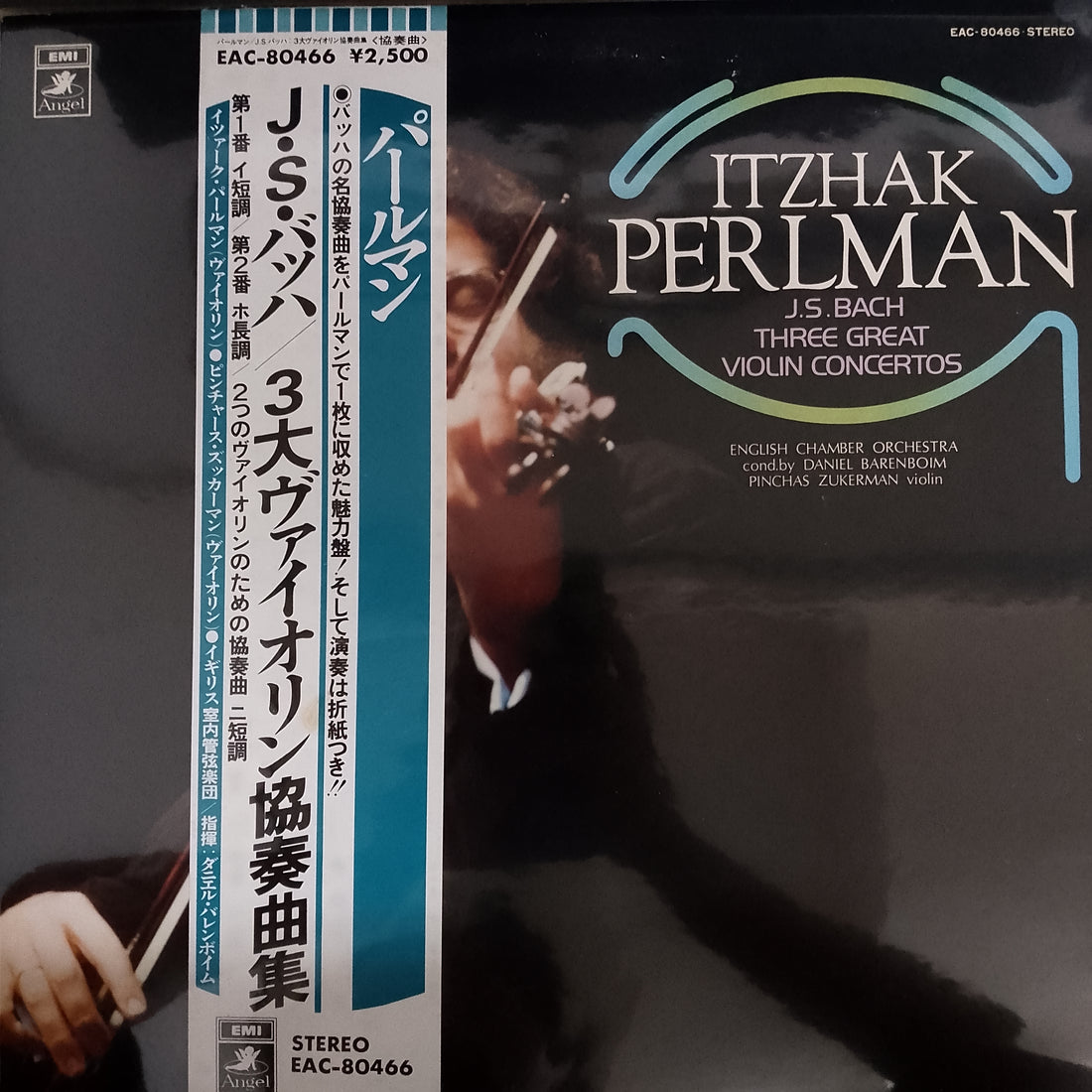 แผ่นเสียง Johann Sebastian Bach - Daniel Barenboim / Itzhak Perlman / Pinchas Zukerman / English Chamber Orchestra - Three Great Violin Concertos Vinyl VG+