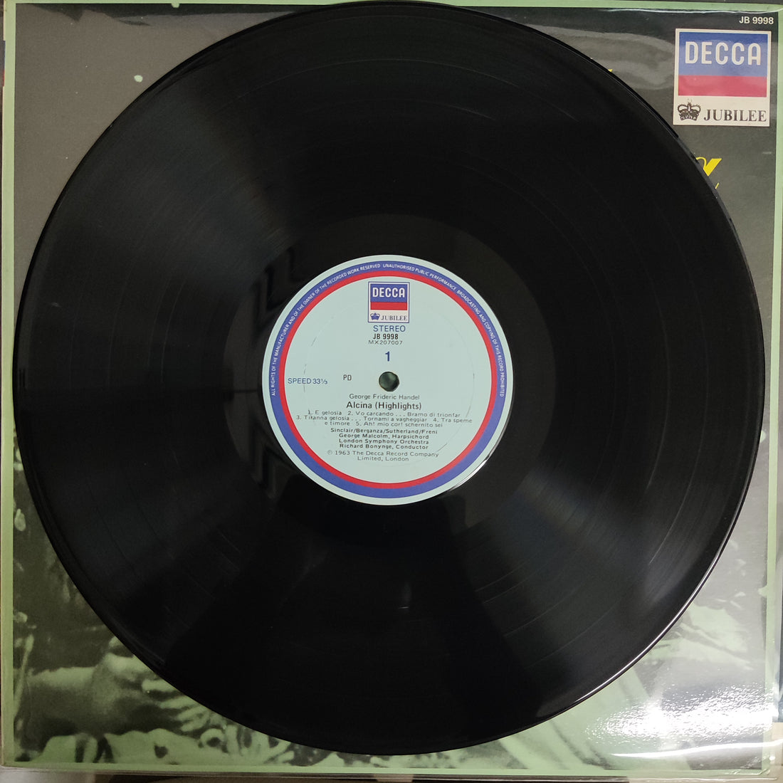 แผ่นเสียง Handel - Alcina Highlights Sutherland Berganza Freni Flagello Sinclair Sciutti Alva London Symphony Bonynge Vinyl VG+