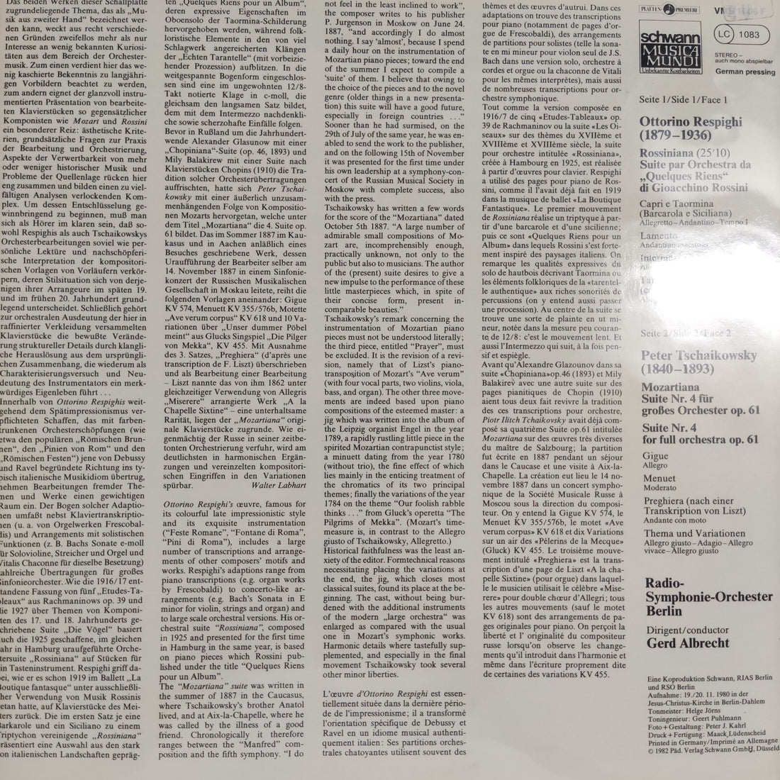 แผ่นเสียง Respighi - Tschaikowsky Vinyl VG+