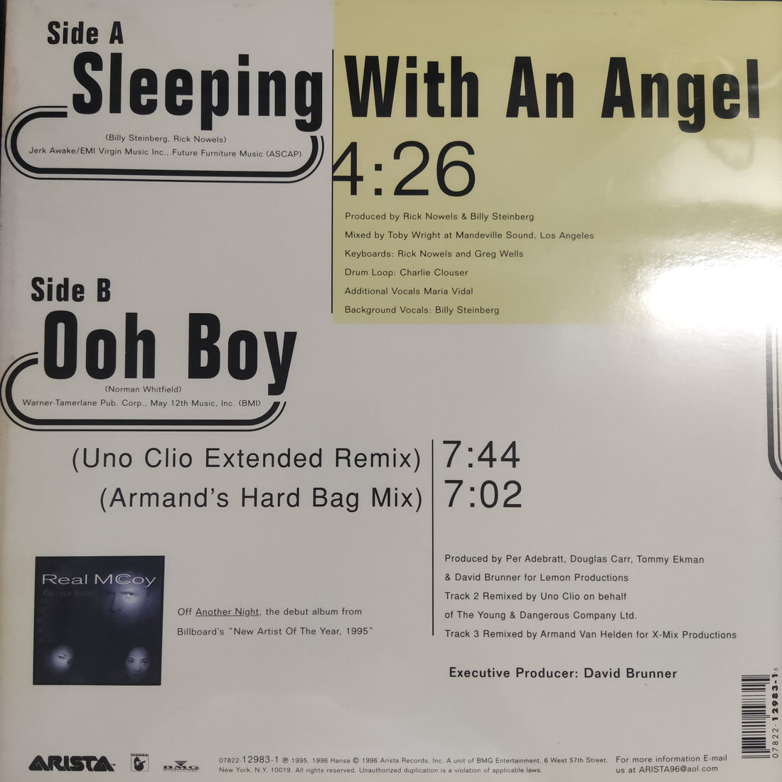 แผ่นเสียง Real McCoy - Sleeping With An Angel / Ooh Boy Vinyl VG+
