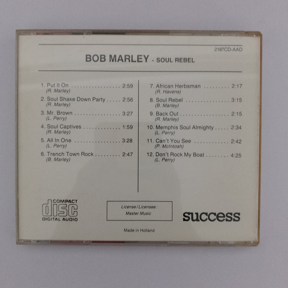 ซีดี Bob Marley - Soul Rebel CD VG+