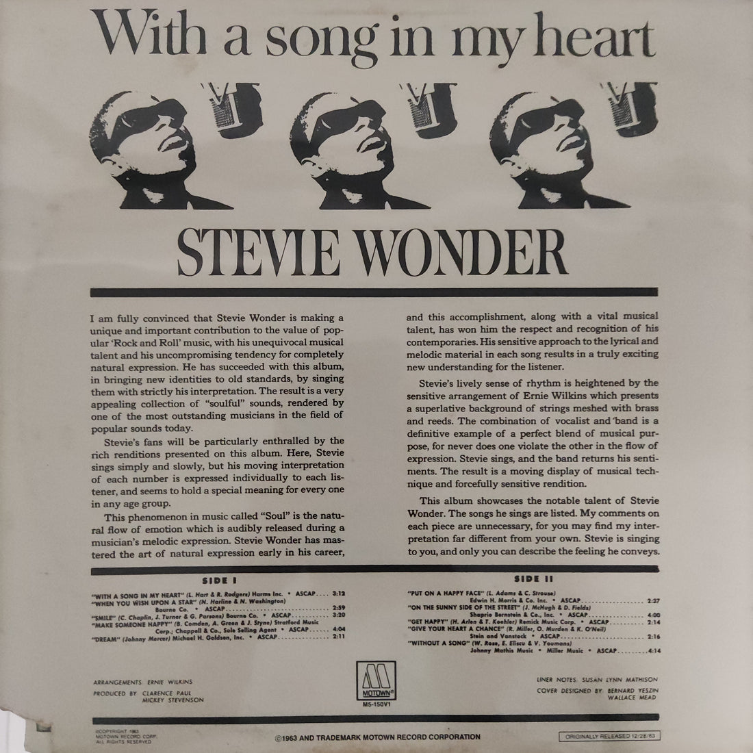 แผ่นเสียง Stevie Wonder - With A Song In My Heart Vinyl VG+