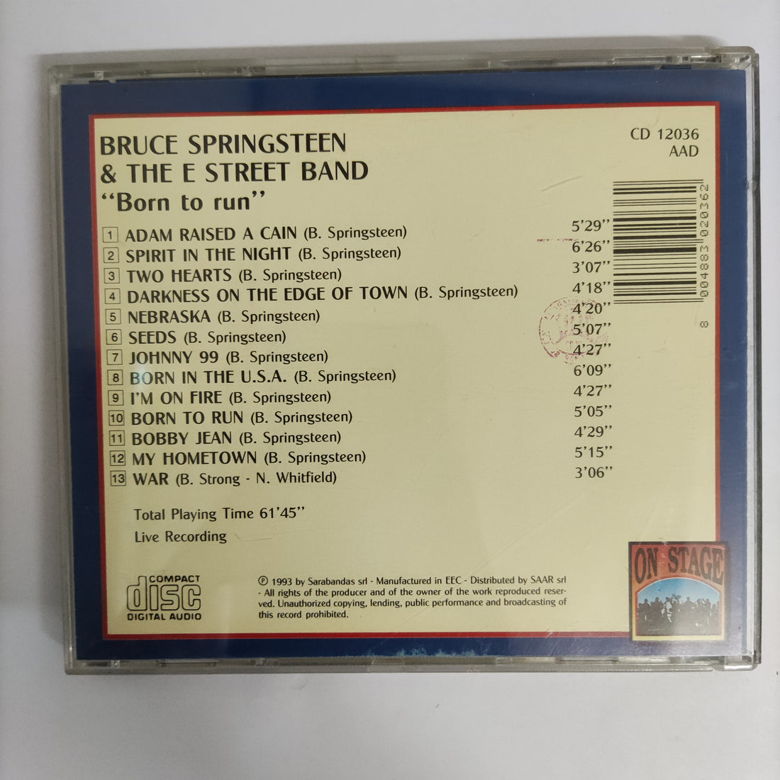 ซีดี Bruce Springsteen - Born To Run CD VG+