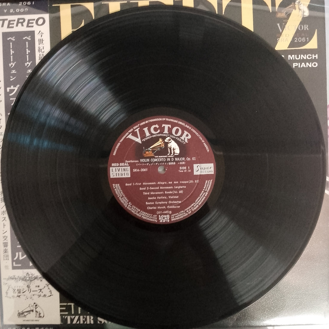 แผ่นเสียง Ludwig van Beethoven, Jascha Heifetz • Charles Munch, Boston Symphony Orchestra, Brooks Smith - Violin Concerto D, Op. 61 / Sonata No. 9 "Kreutzer" In A, Op. 47 Vinyl VG+