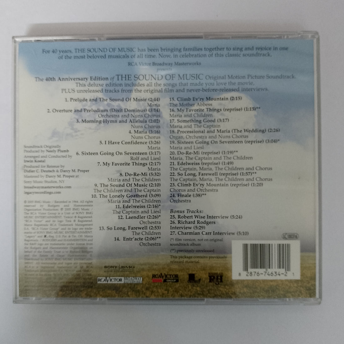ซีดี Rodgers & Hammerstein / Julie Andrews, Christopher Plummer, Irwin Kostal - The Sound Of Music Original Soundtrack CD VG+