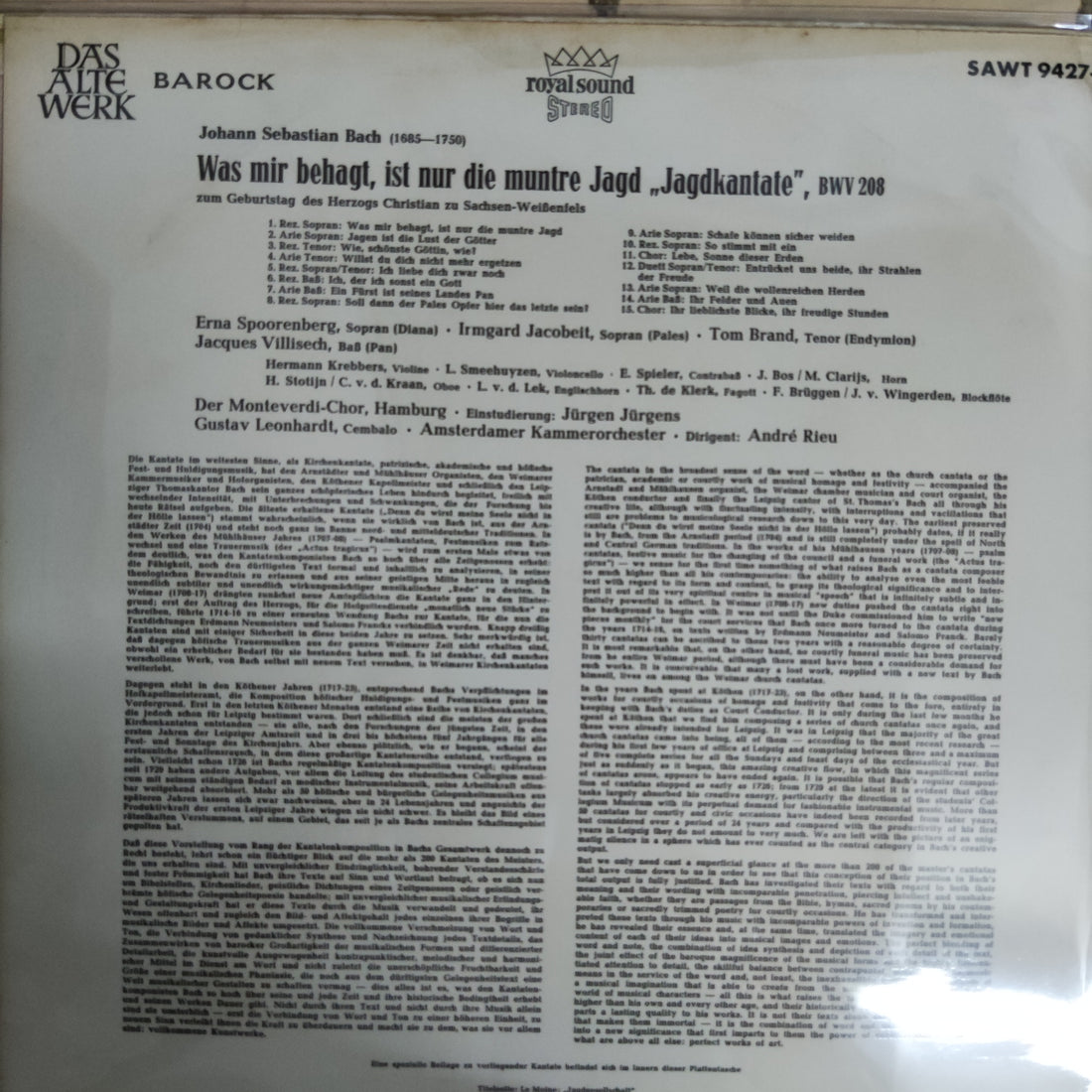 แผ่นเสียง J.S Bach - Jagdkntate Vinyl VG+