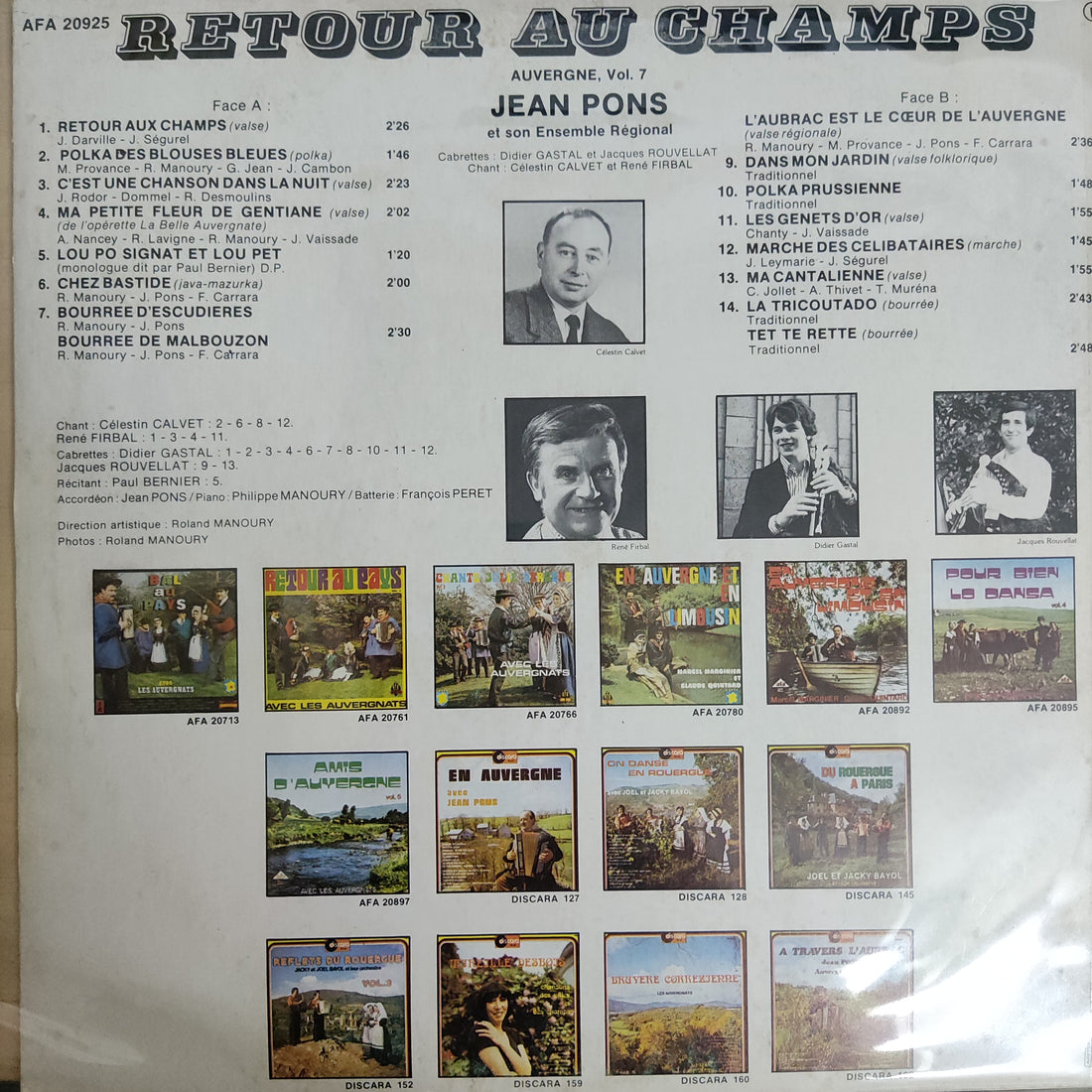 แผ่นเสียง Jean Pons - Retour Au Champs Et Son Ensemble Régional Vinyl VG+