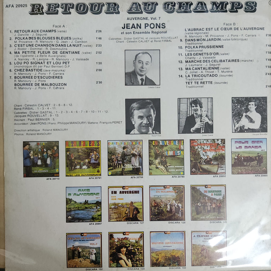 แผ่นเสียง Jean Pons - Retour Au Champs Et Son Ensemble Régional Vinyl VG+