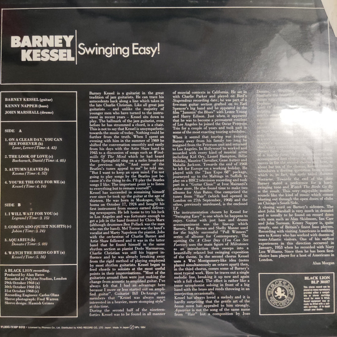 แผ่นเสียง Barney Kessel - Swinging Easy! Vinyl VG+