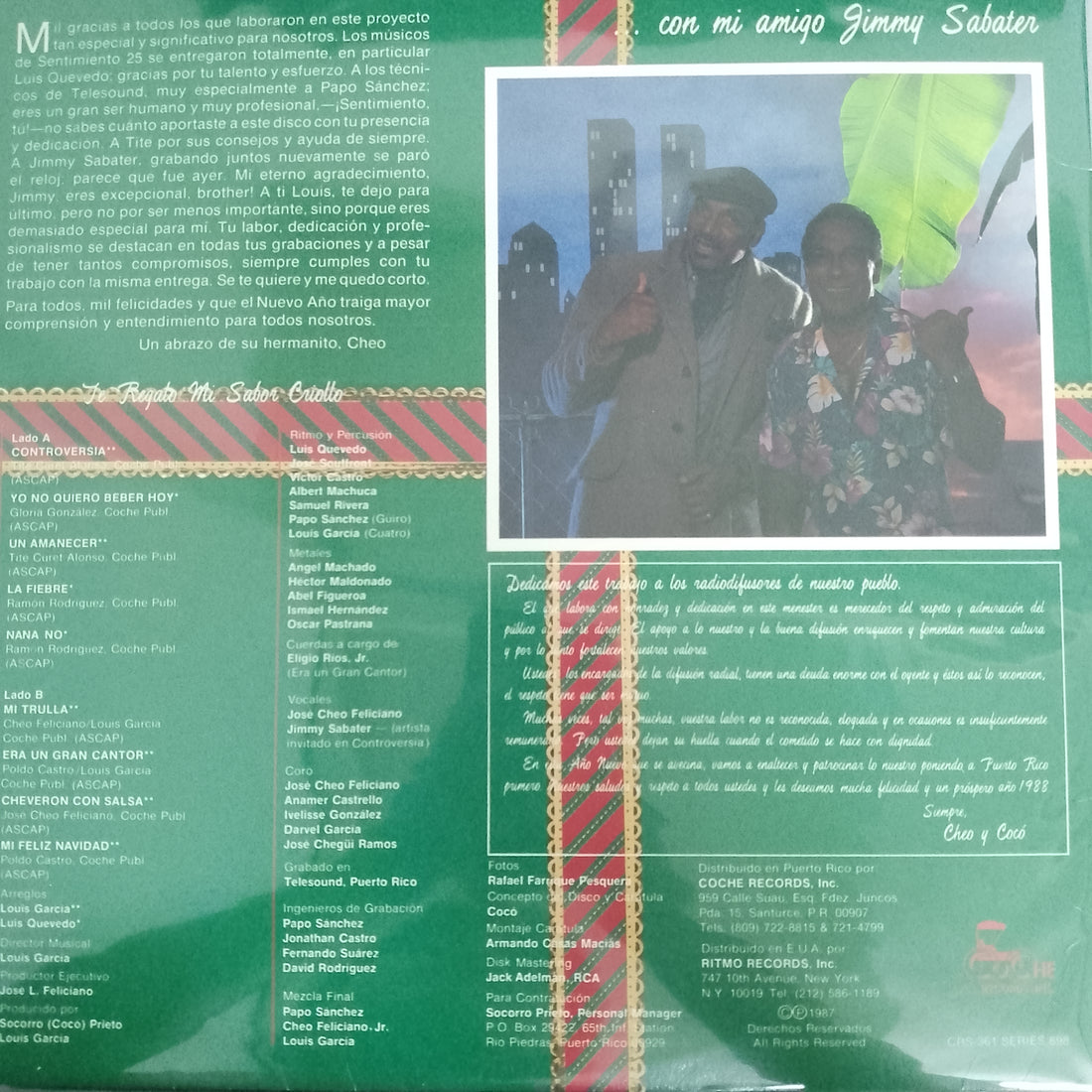 แผ่นเสียง Cheo Feliciano - Te Regalo Mi Sabor Criollo Vinyl VG+