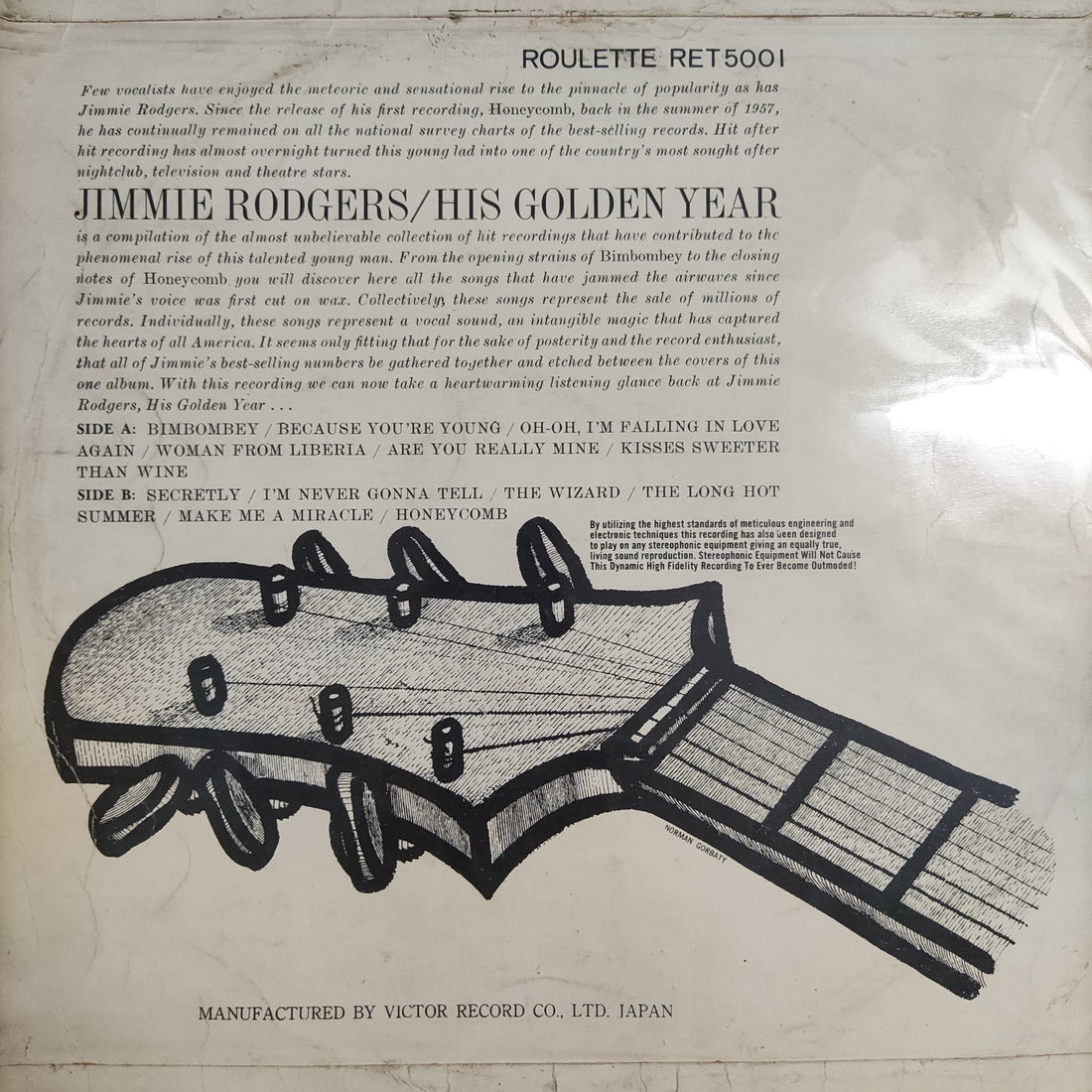 แผ่นเสียง Jimmie Rodgers , The Hugo Peretti Orchestra - His Golden Year Vinyl VG