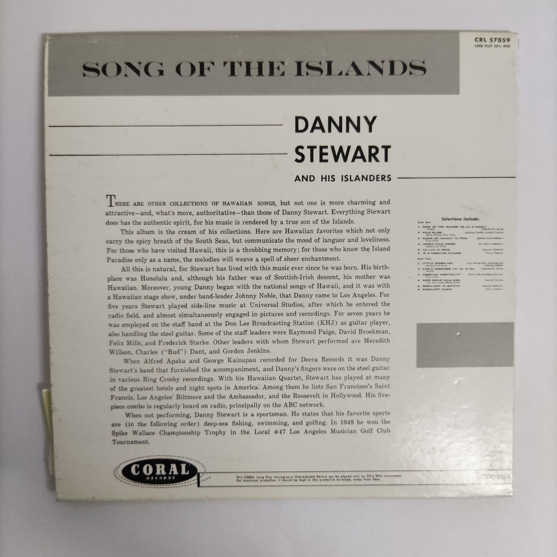 ซีดี Various - Song Of The Islands Danny Stewart And His Hawaiian Orchestra CD VG+