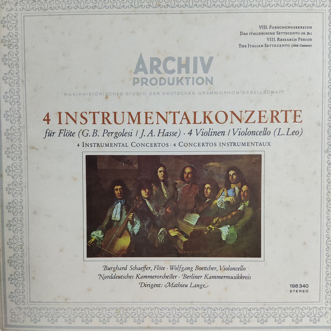 แผ่นเสียง Leonardo Leo - 4 Instrumental Konzert Vinyl VG+