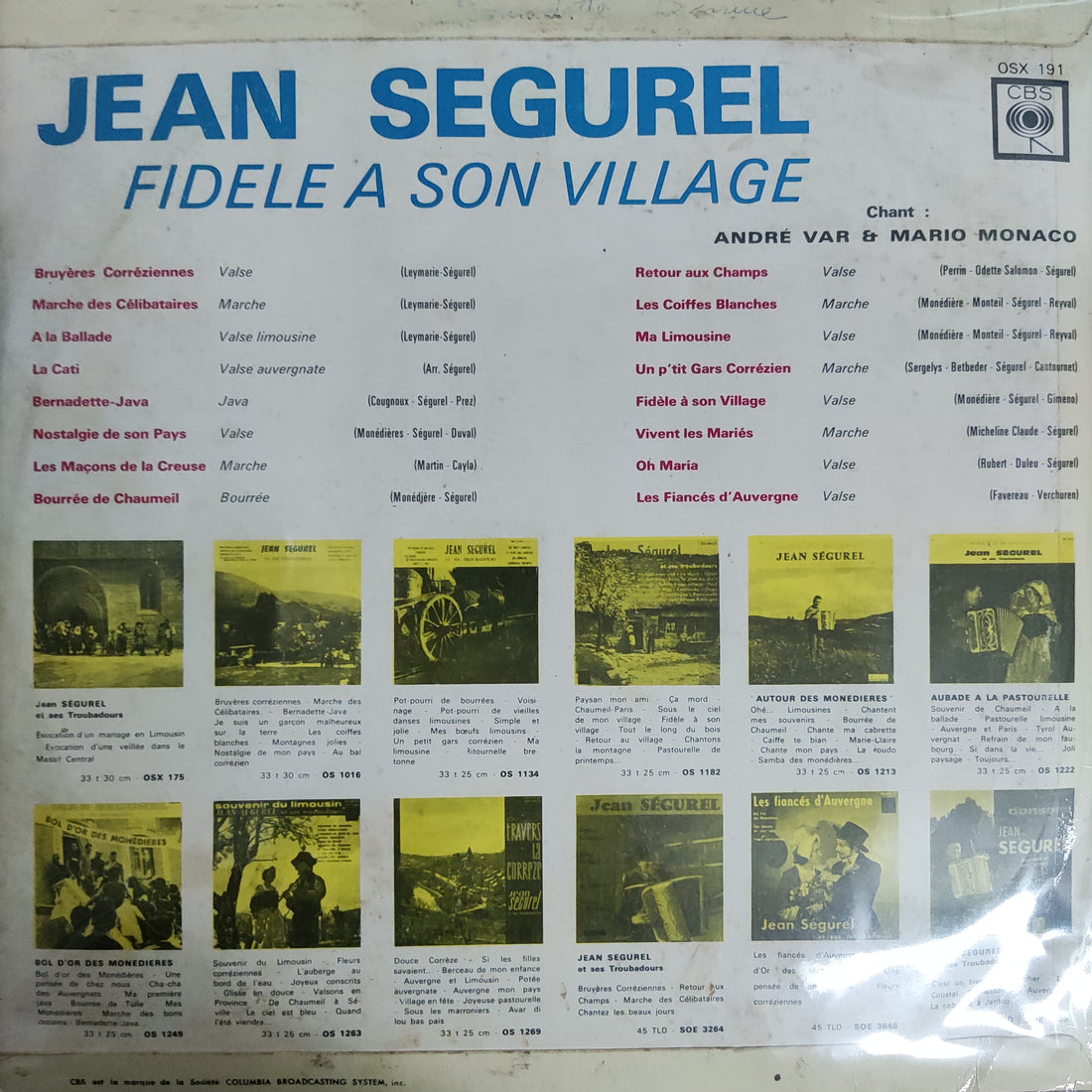 แผ่นเสียง Jean Segurel - Fidèle À Son Village Vinyl VG+